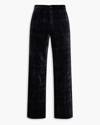 Emporio Armani Gingham cotton-velvet pants - Blue Blue