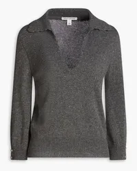 Autumn Cashmere Metallic cashmere-blend polo sweater - Gray Gray