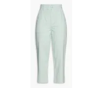 Larkin cotton and linen-blend tapered pants - Green