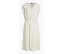 Delcie printed silk crepe de chine midi dress - White