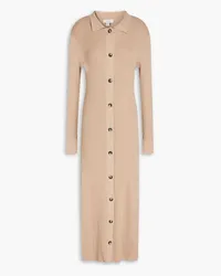 MATÉRIEL Ribbed cotton-blend midi dress - Neutral Neutral