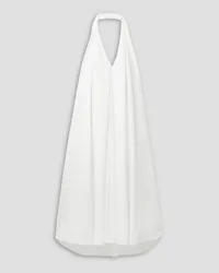 Lafayette148 Halterneck cotton-poplin midi dress - White White