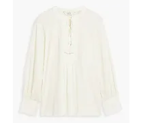 Dracha gathered cotton blouse - White