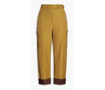 Cropped cotton-blend tapered pants - Yellow