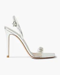 Gianvito Rossi 105 crystal-embellished PVC and metallic leather slingback sandals - Metallic Metallic