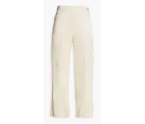 Evilia cropped satin-crepe wide-leg pants - White