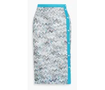 Crochet-knit pencil skirt - Blue