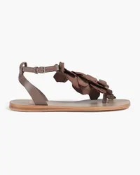 Brunello Cucinelli Bead-embellished leather sandals - Neutral Neutral