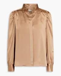 Frame Denim Gillian gathered silk-satin top - Neutral Neutral