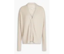 Ribbed wool and cashmere-blend cardigan - White