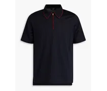 Zip-detailed cotton-jersey polo shirt - Blue