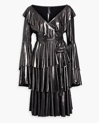 Norma Kamali Ruffled metallic jersey wrap-dress - Metallic Metallic