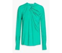 Twisted silk-crepe de chine blouse - Green