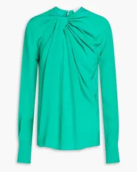 Victoria Beckham Twisted silk-crepe de chine blouse - Green Green