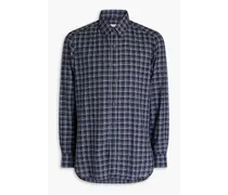 Gingham cotton-twill shirt - Blue