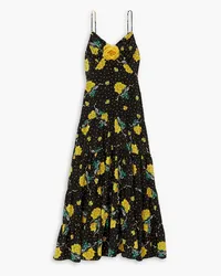 Rodarte Appliquéd printed silk crepe de chine maxi dress - Black Black