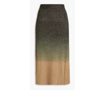 Dégradé metallic ribbed-knit midi skirt - Green