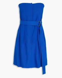 Victoria Beckham Strapless belted canvas mini dress - Blue Blue