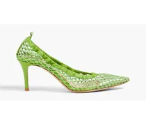 Alisia leather-trimmed mesh pumps - Green
