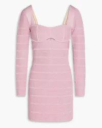 Hervé Léger Cutout metallic bandage mini dress - Pink Pink