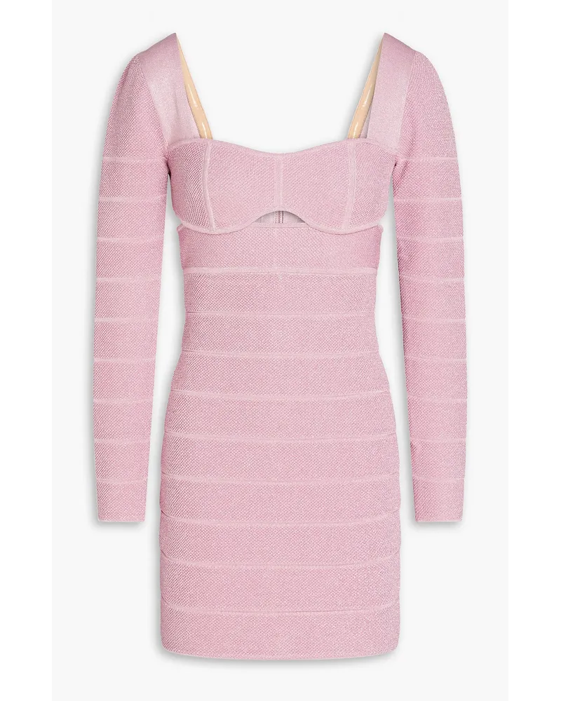 Hervé Léger Cutout metallic bandage mini dress - Pink Pink