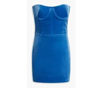 Roberts strapless velvet mini dress - Blue