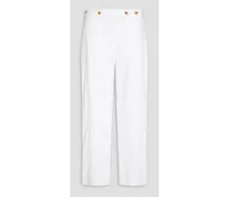 Belted sateen wide-leg pants - White