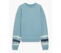 Embroidered printed organic cotton-blend fleece sweatshirt - Blue