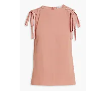 Lace-up crepe top - Pink