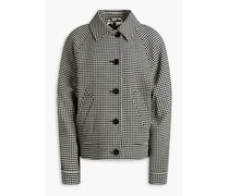 Reversible gingham wool-blend twill jacket - Black