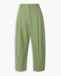 Stella McCartney Cropped pleated twill pants - Green Green