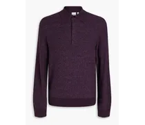 Ribbed merino wool polo sweater - Purple