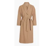 Bead-embellished twill trench coat - Neutral