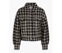 Houndstooth cotton-blend tweed jacket - Black