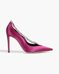 Giuseppe Zanotti Crystal-embellished satin pumps - Purple Purple