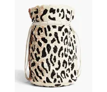 Beaded chiffon bucket bag - Animal print