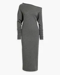 Brunello Cucinelli One-shoulder mélange cashmere-blend midi dress - Gray Gray