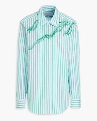 3.1 phillip lim Embellished striped cotton-poplin shirt - Green Green