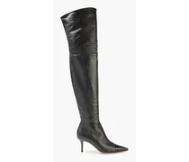 Stefanie smooth and patent-leather thigh boots - Black