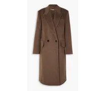 Double-breasted herringbone wool coat - Brown