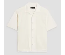 Avery pointelle-knit cotton shirt - White