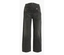 Valentino Garavani Cropped studded high-rise wide-leg jeans - Black Black
