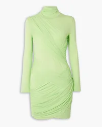 GAUGE81 Kores draped neon stretch-jersey turtleneck mini dress - Green Green