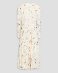 RED Valentino Pleated floral-print chiffon midi dress - White White