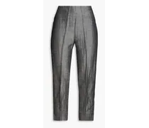 Cropped shantung tapered pants - Gray