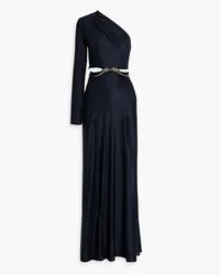 Victoria Beckham One-sleeve cutout embellished satin-jersey gown - Blue Blue