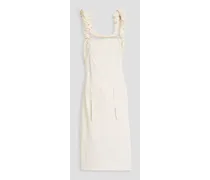 Crema twisted cotton-piqué dress - White