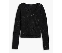 Sequin-embellished knitted sweater - Black