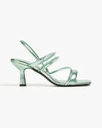 Sandro Metallic cracked-leather slingback sandals - Green Green