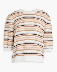 Autumn Cashmere Striped waffle-knit cotton top - Neutral Neutral